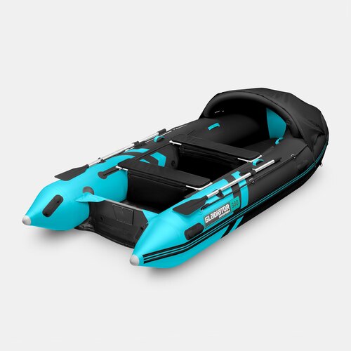 Надувная лодка GLADIATOR E380PRO черно-бирюзовый